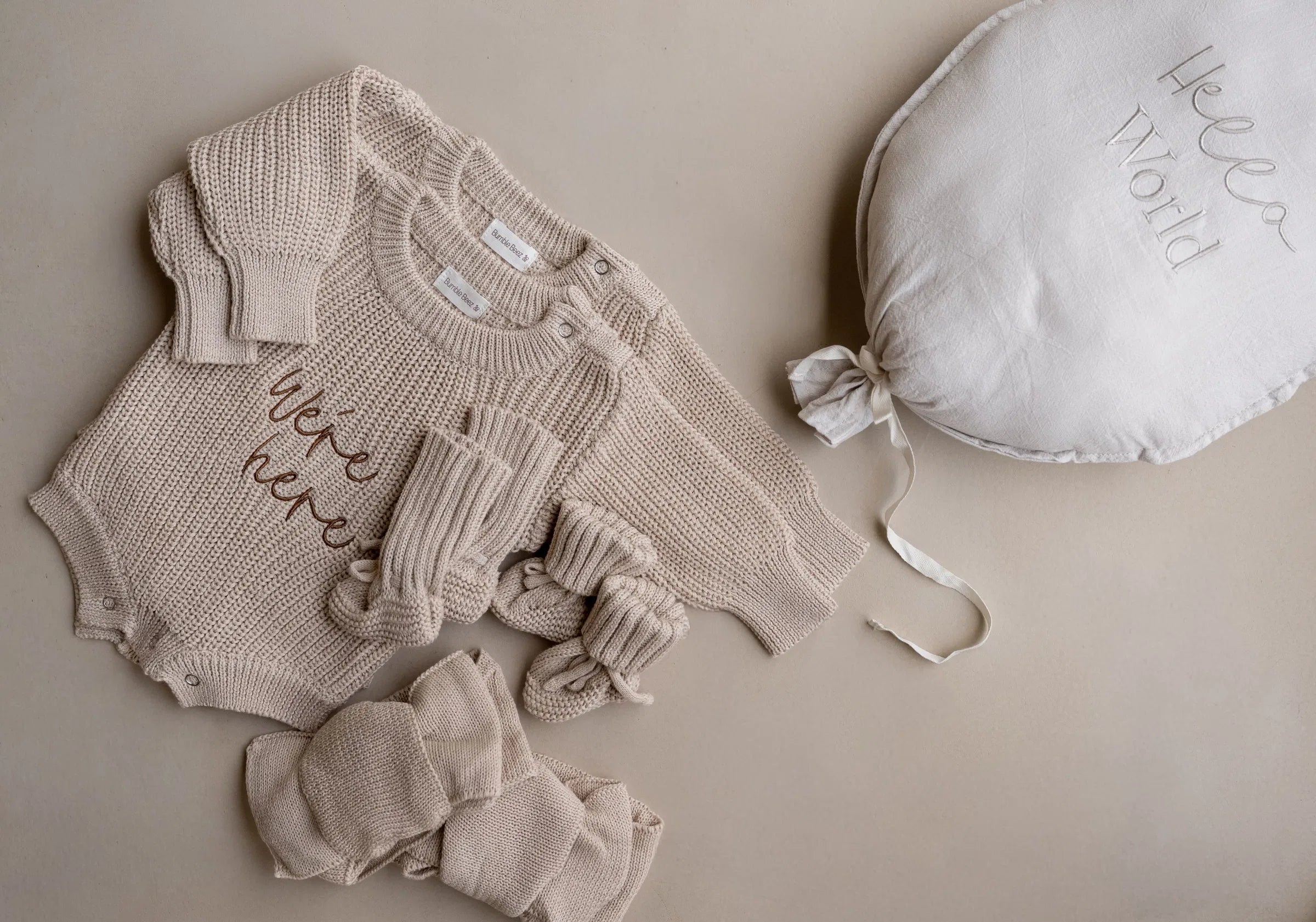 Were Here Twin Knitted Set - Biscuit